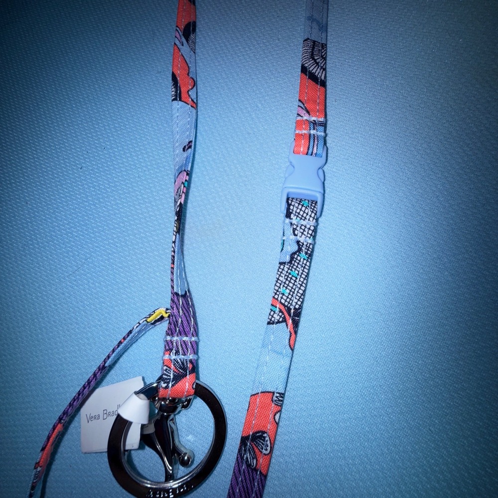 Vera Bradley Breakaway Lanyard NEW Butterfly By Blue Floral - Picture 3 of 4
